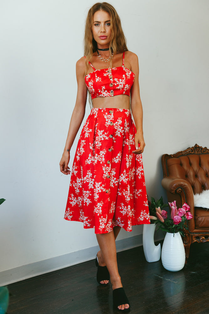 Get Your Glow Crop Top Red