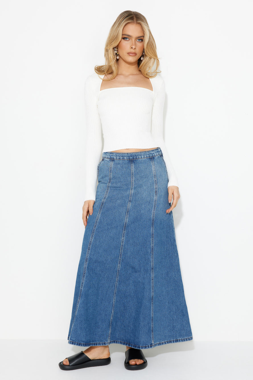 Simply Elevate Ribbed Long Sleeve Top White