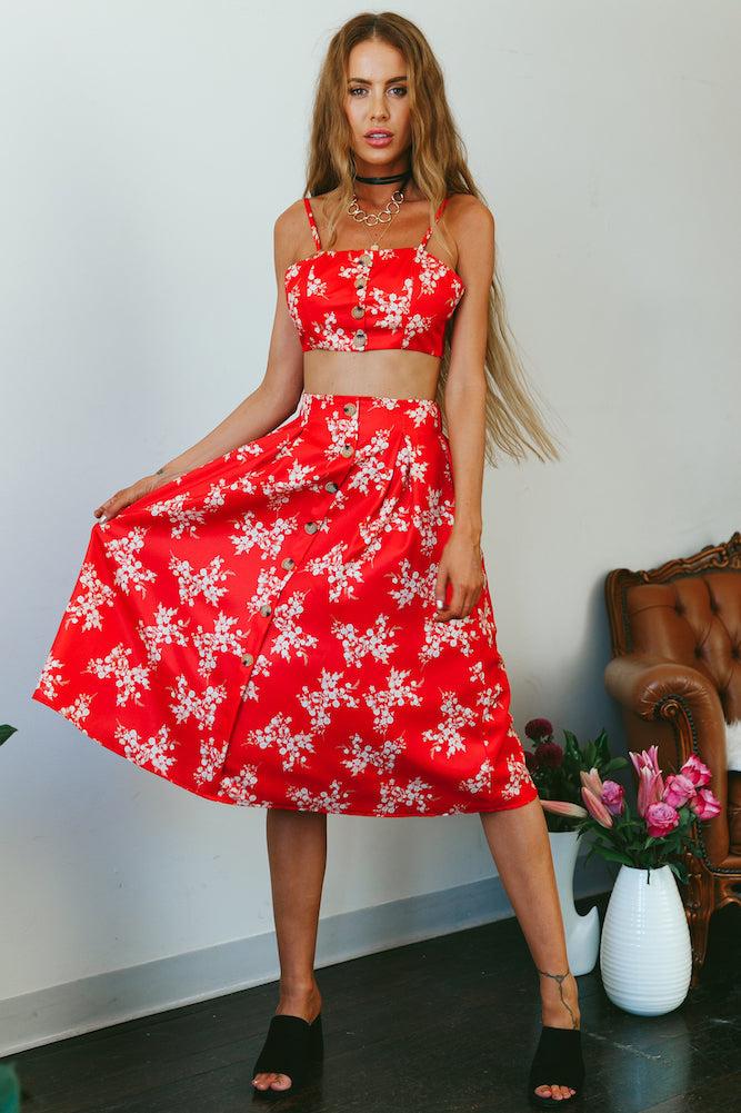Get Your Glow Crop Top Red