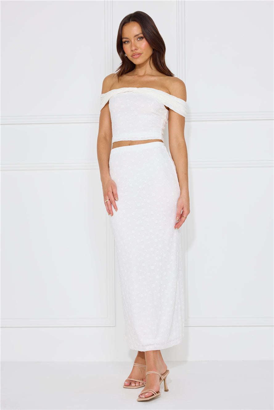 Secret World Off Shoulder Crop Top White