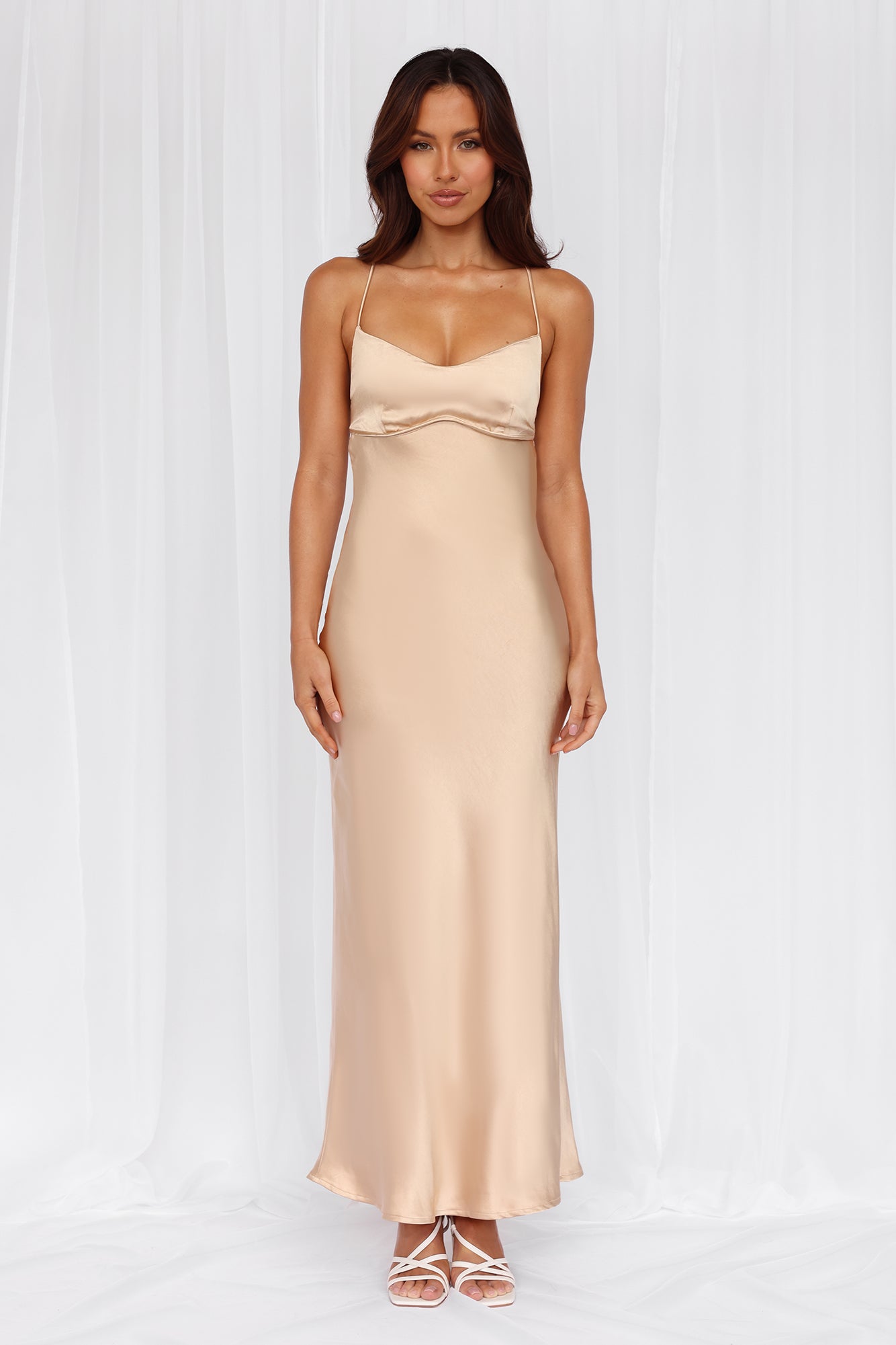 HELLO MOLLY The Samara Satin Maxi Dress Champagne