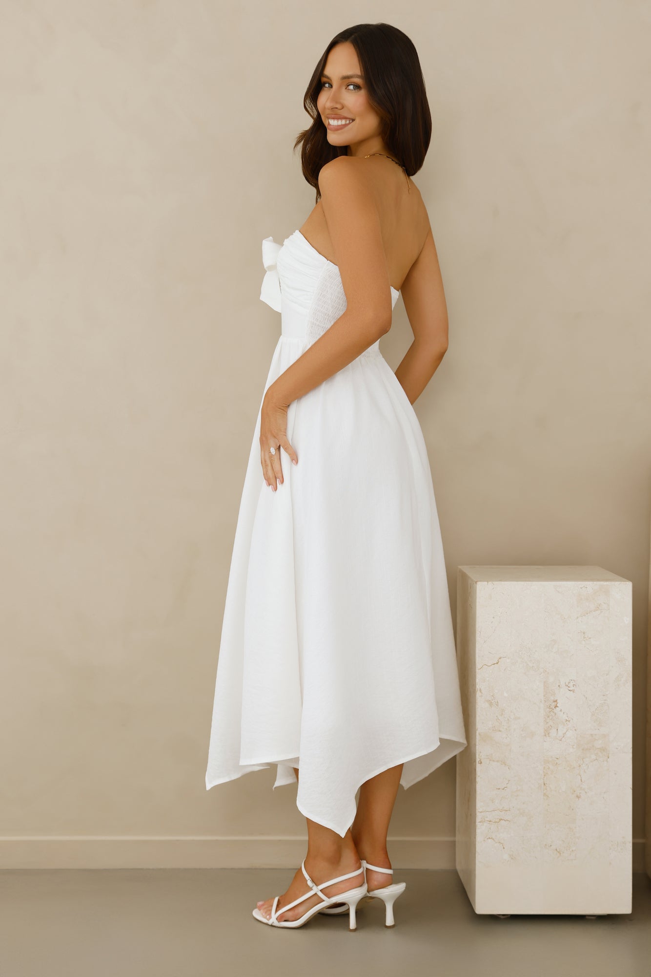 Saltwater Soul Strapless Midi Dress White
