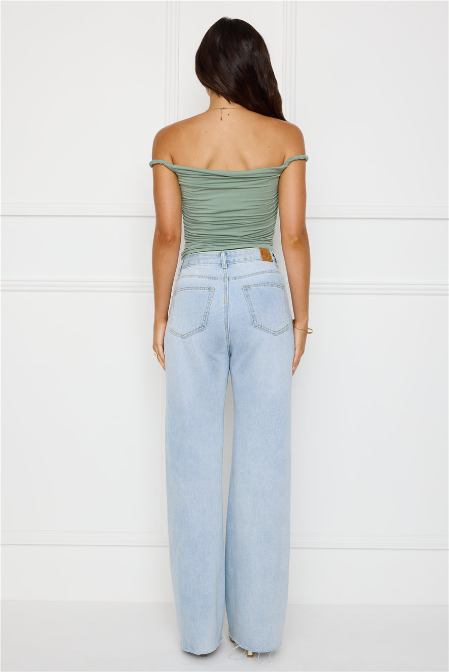 Key Piece Off Shoulder Top Sage
