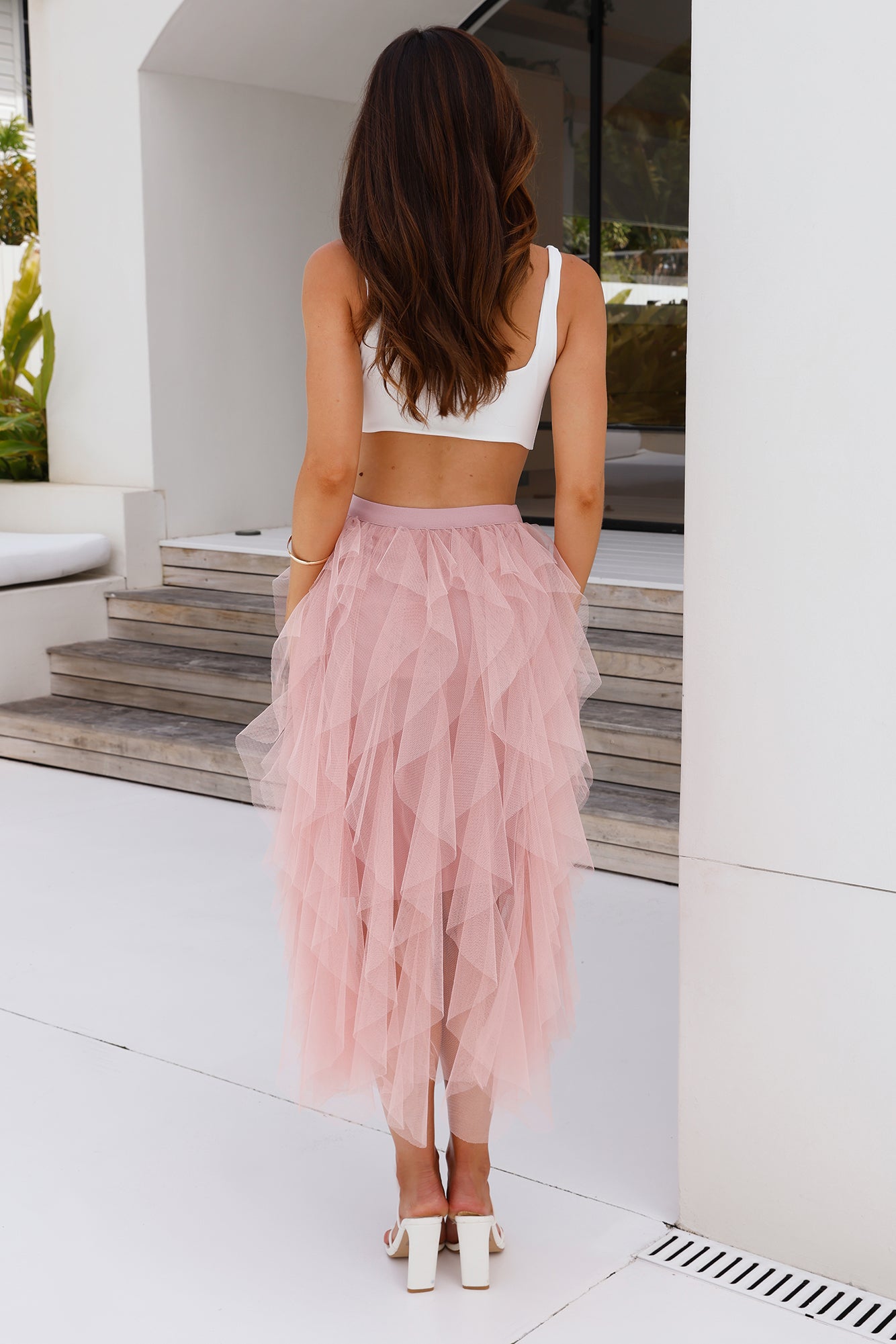 Twirl This Way Tulle Midi Skirt Pink