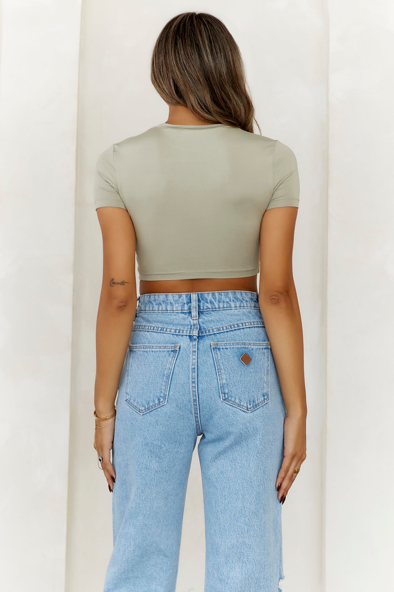 BASE The Baby Tee Crop Top Sage