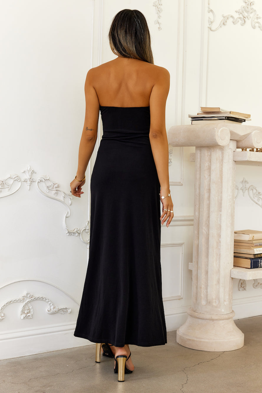 Temperature Rising Strapless Maxi Dress Black