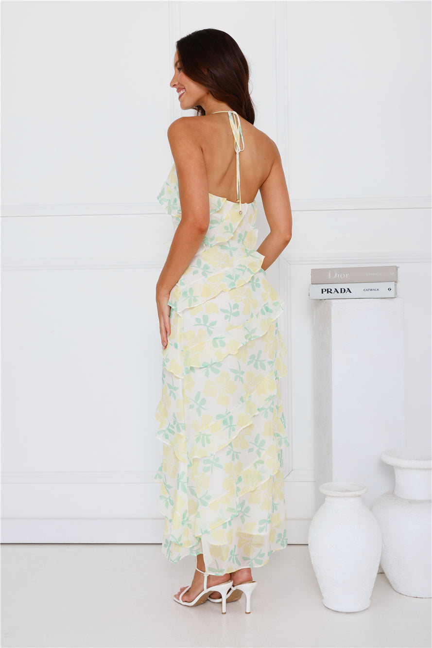 Unique Beauty Halter Maxi Dress Yellow
