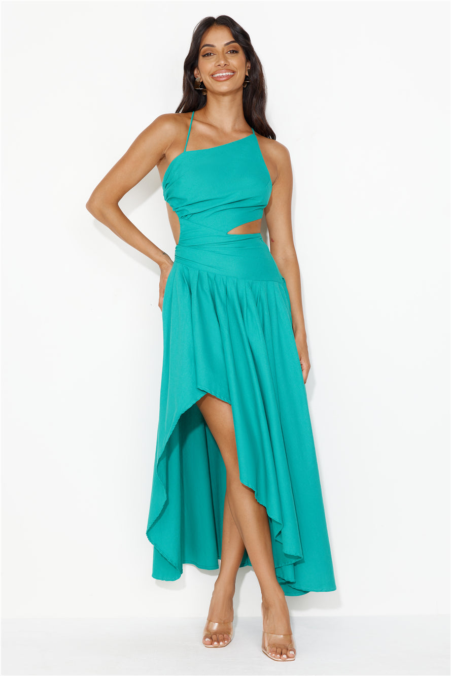 Frolicking Fields Midi Dress Green
