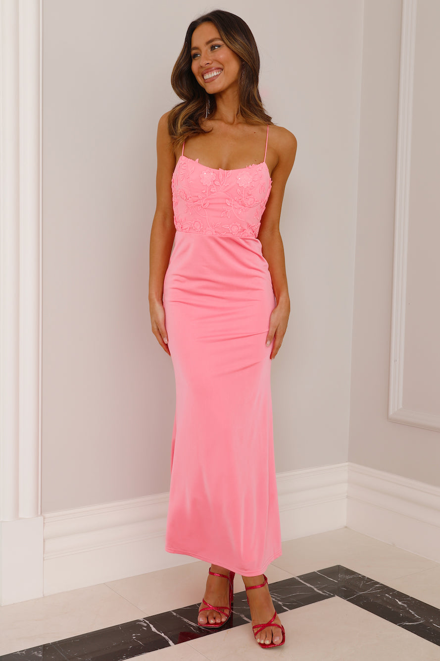 Going With The Flow Midi Dress Pink