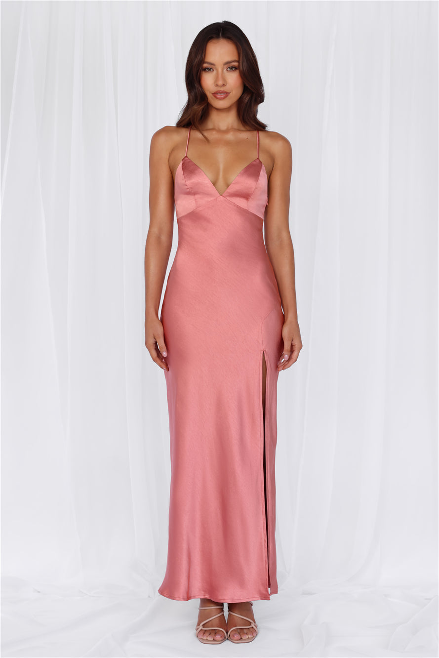 The Sophia Satin Maxi Dress Rose