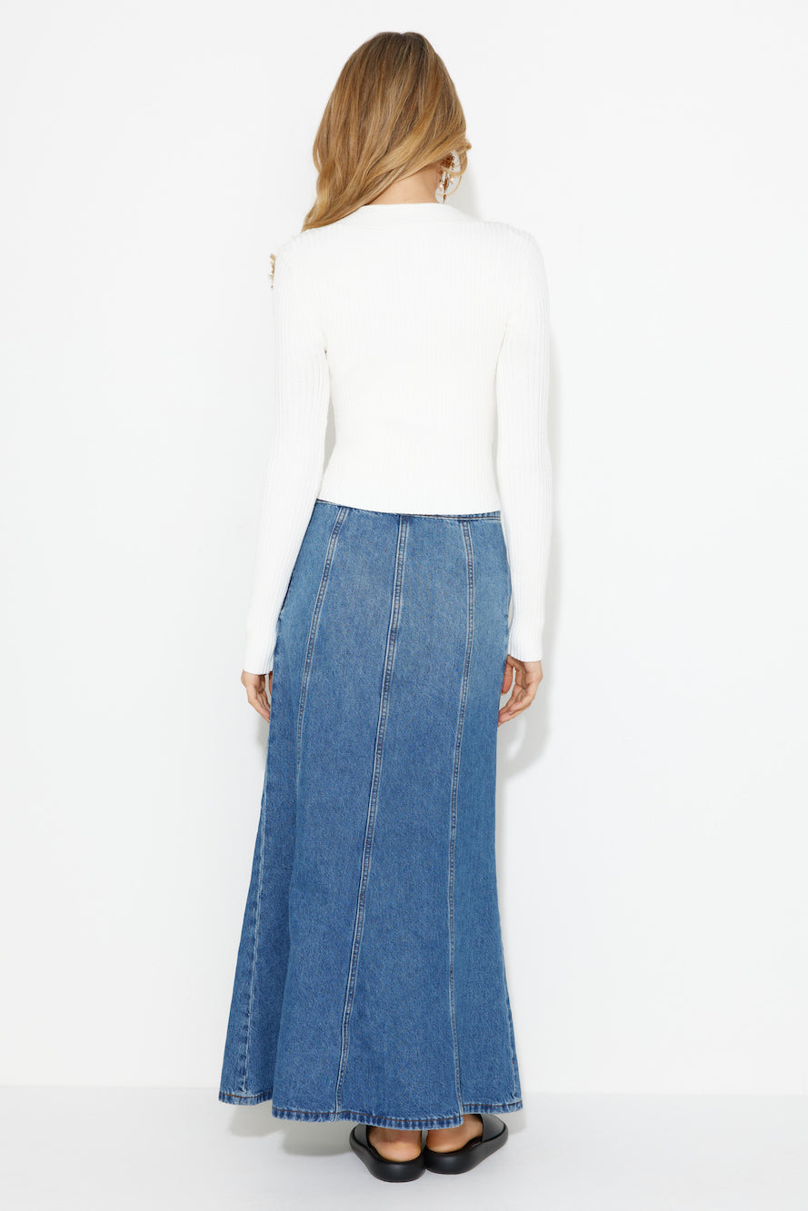 Simply Elevate Ribbed Long Sleeve Top White