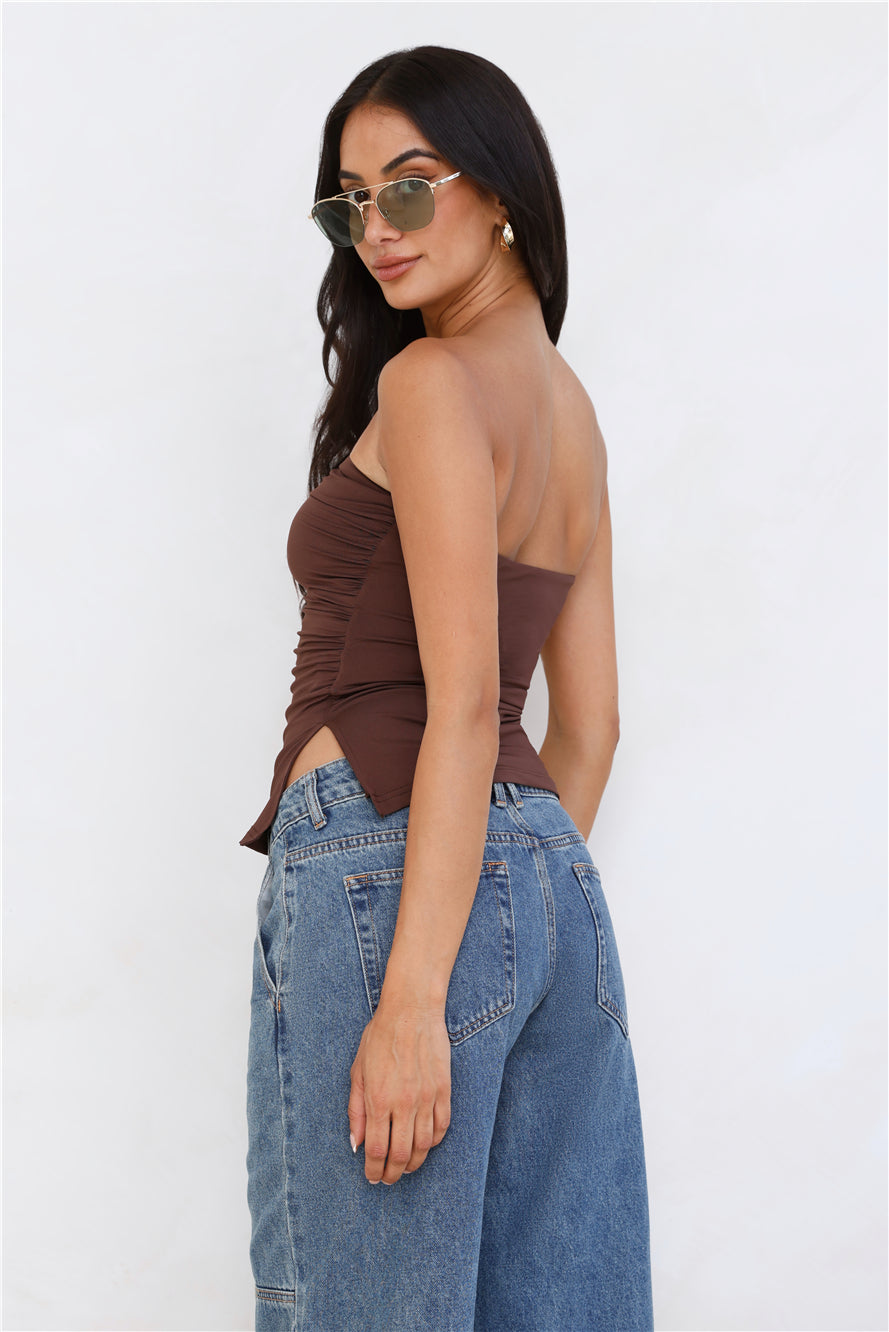Sunset Spritz Strapless Top Brown