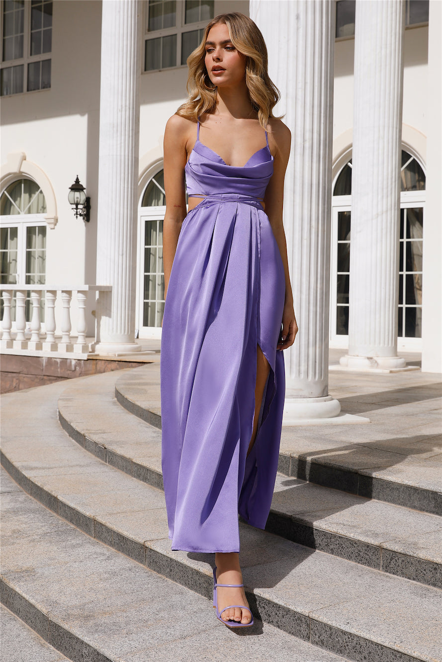 Reveal Your Mind Satin Midi Dress Purple