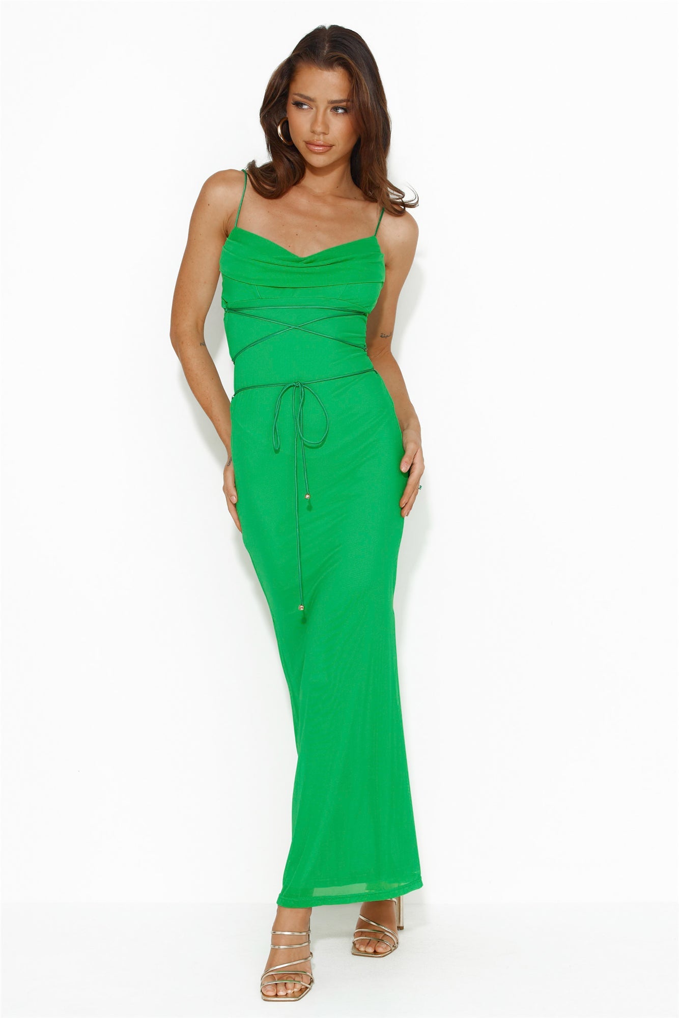 Hourglass Love Mesh Maxi Dress Green