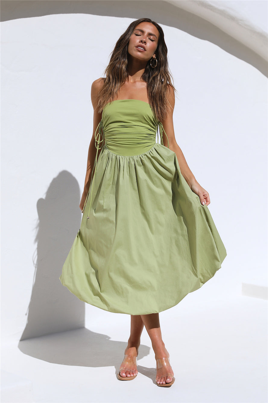 Wine Tasting Midi Dress Matcha