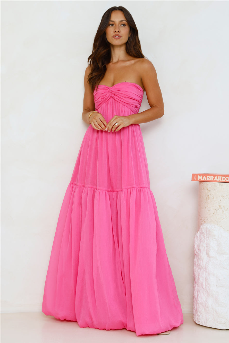 Unforgettable Style Strapless Maxi Dress Pink