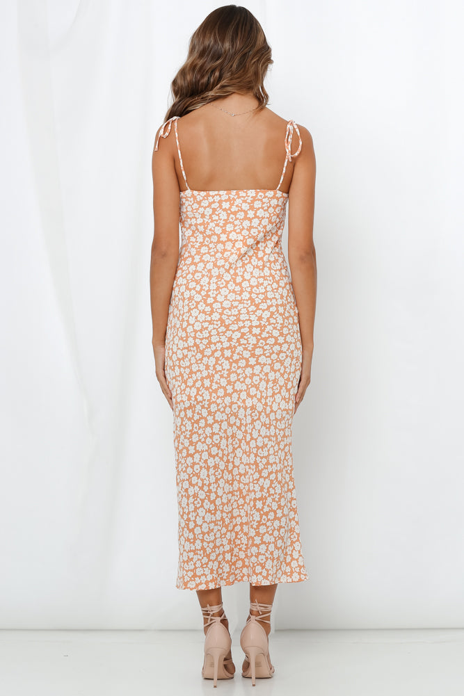 Single Snapshot Midi Dress Orange