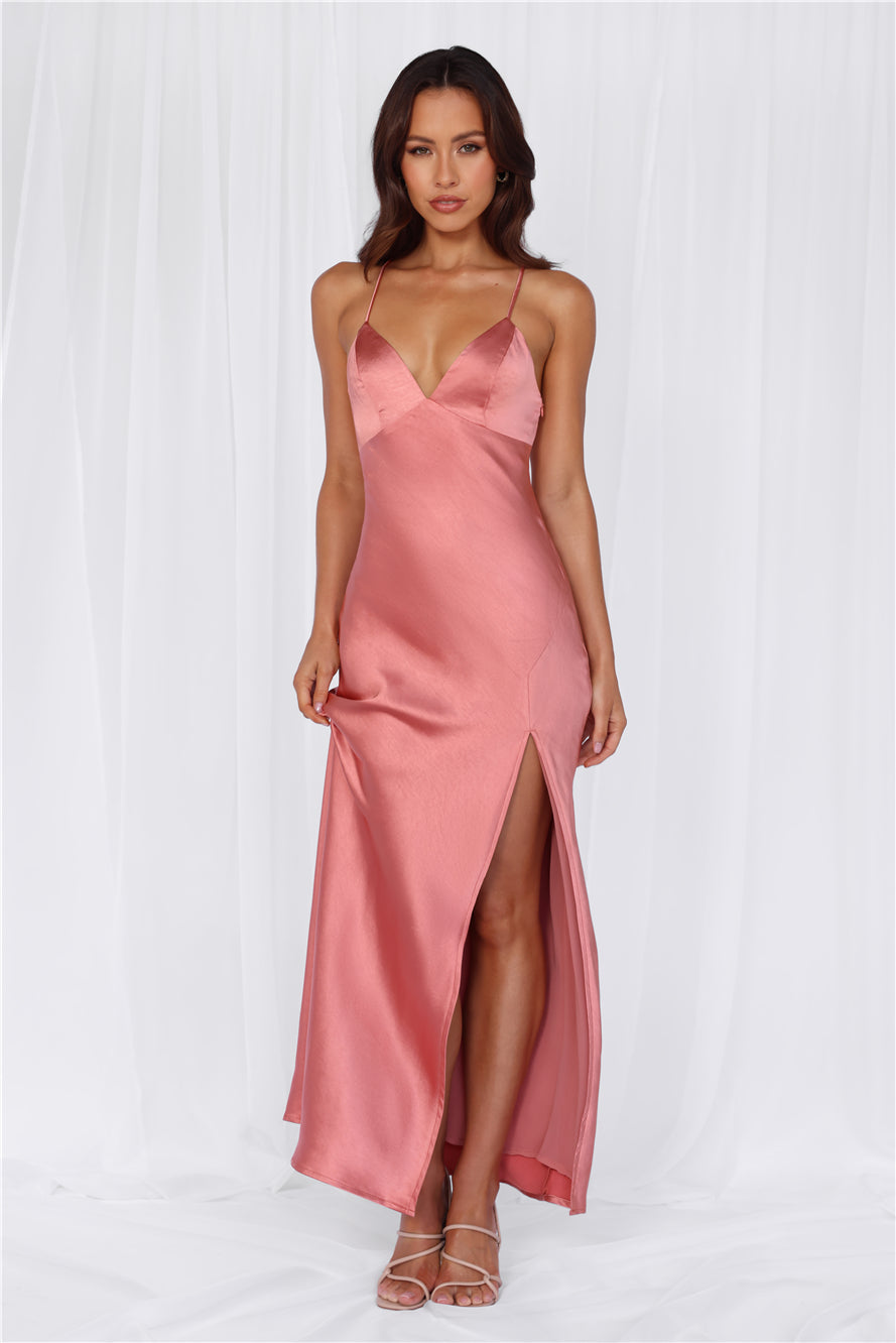 The Sophia Satin Maxi Dress Rose