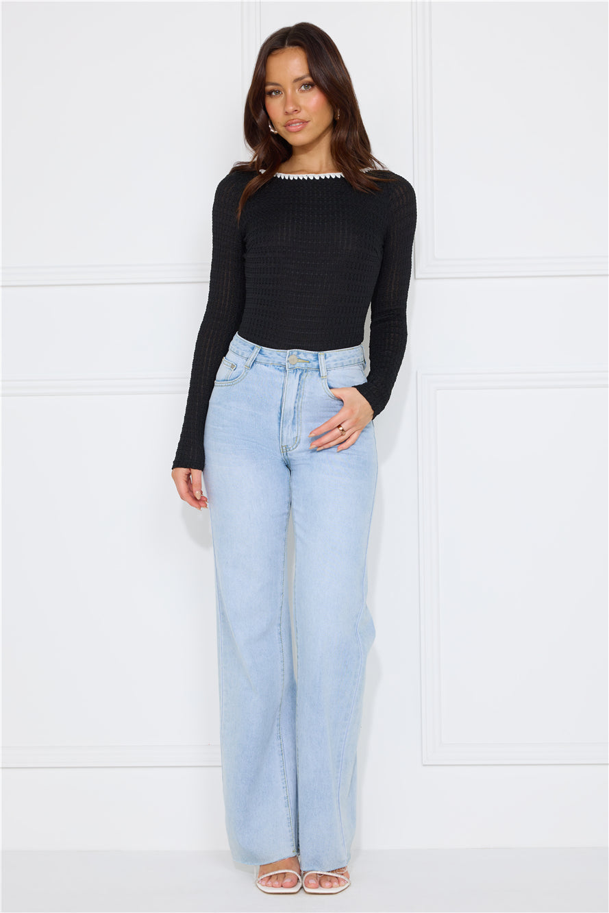 Day To Play Long Sleeve Bodysuit Black