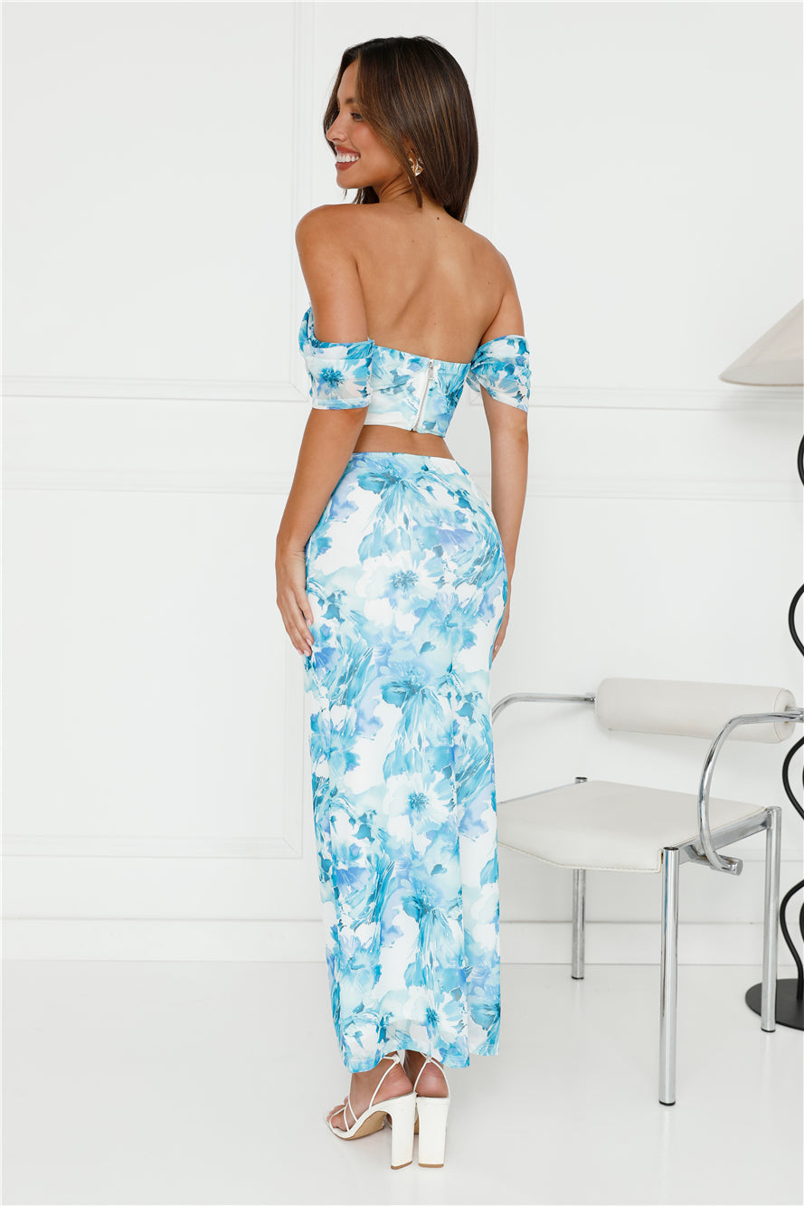 Let's Coordinate Mesh Crop Top Blue
