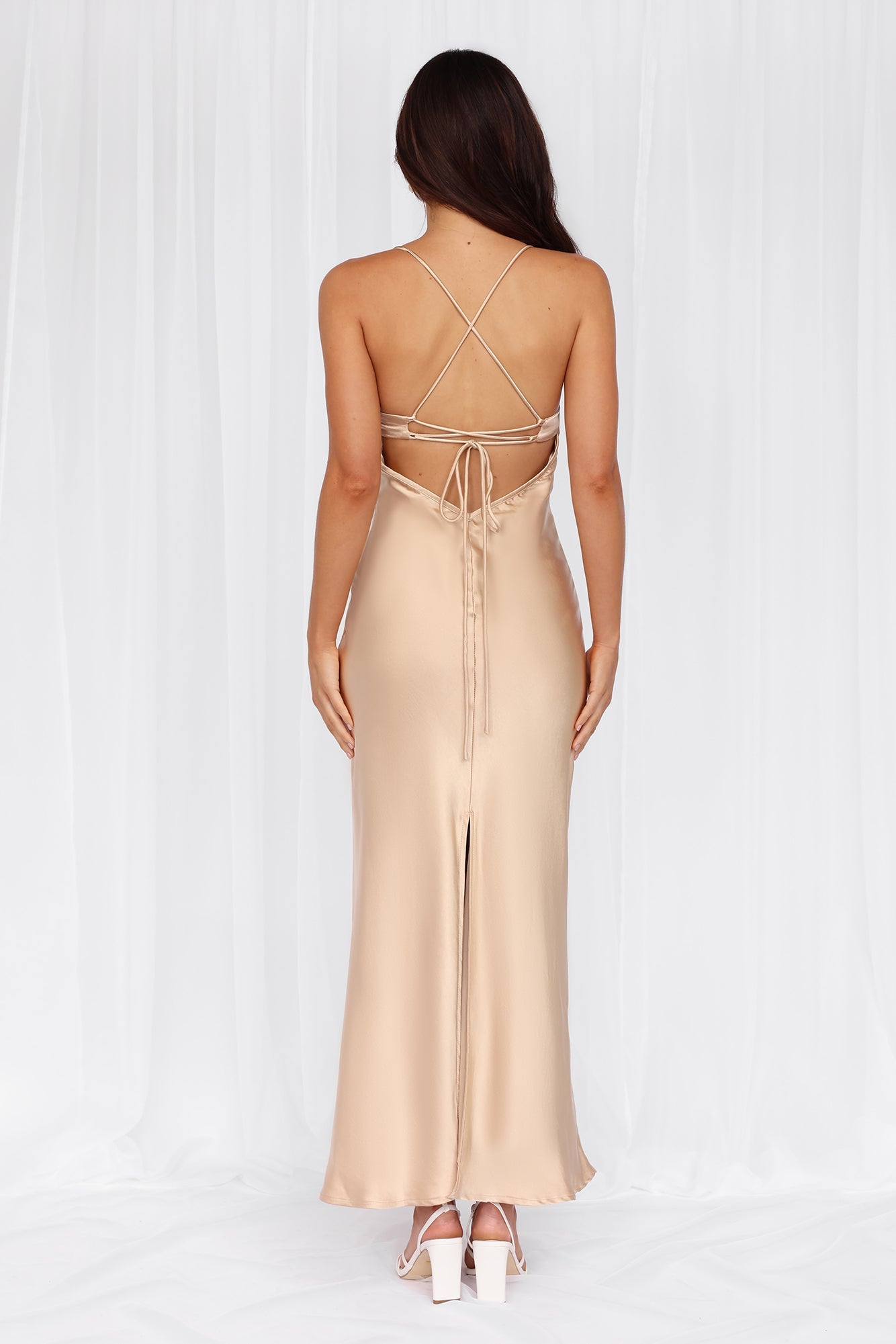 HELLO MOLLY The Samara Satin Maxi Dress Champagne