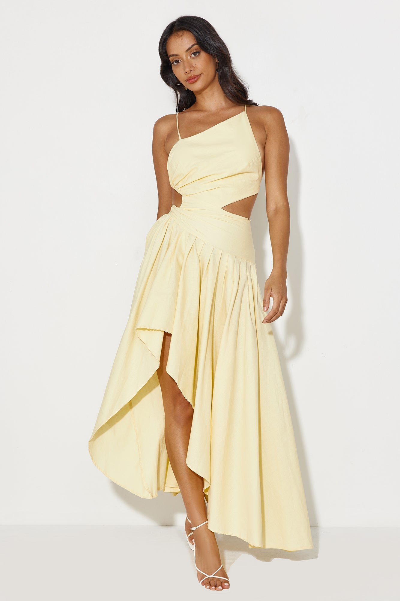 Frolicking Fields Midi Dress Yellow