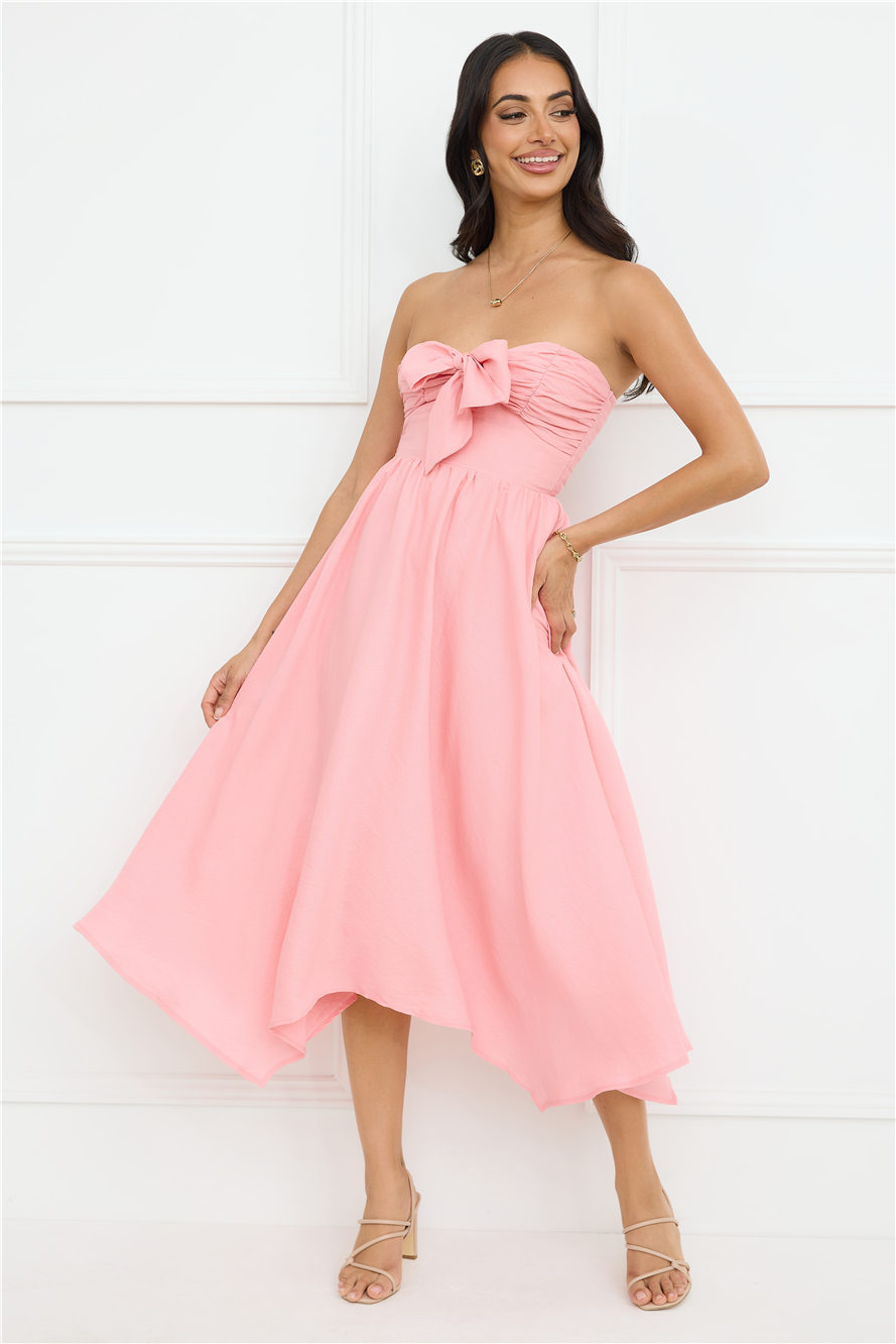Saltwater Soul Strapless Midi Dress Pink