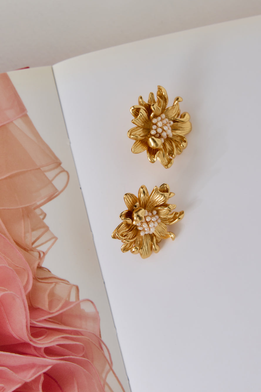 18k Gold Plated Fleur Earrings Gold