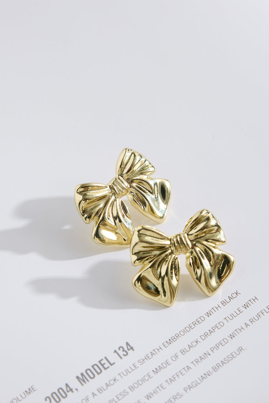 18k Gold Plated Flirty Bow Earrings Gold
