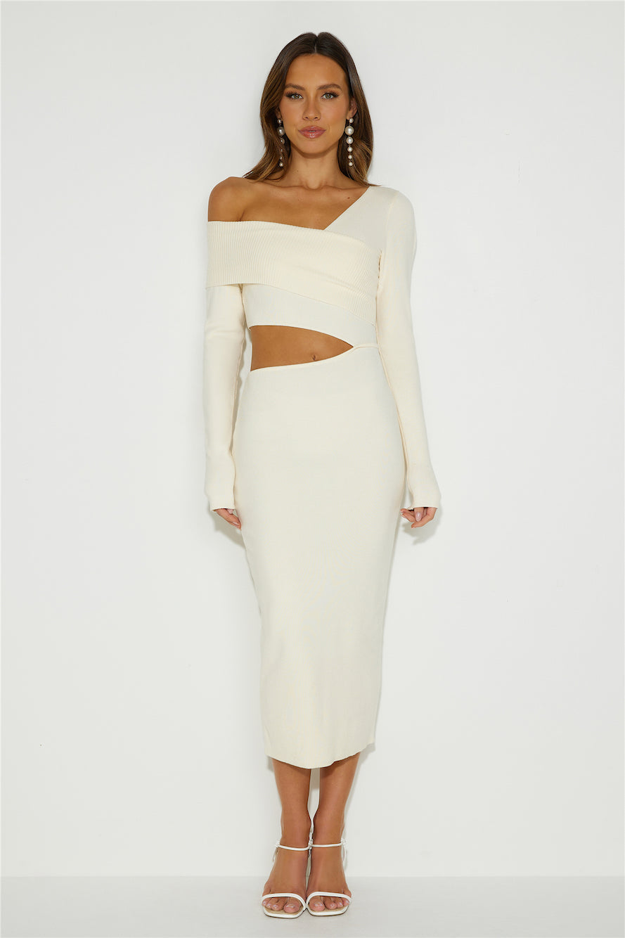 Lively Flair Midi Dress Beige