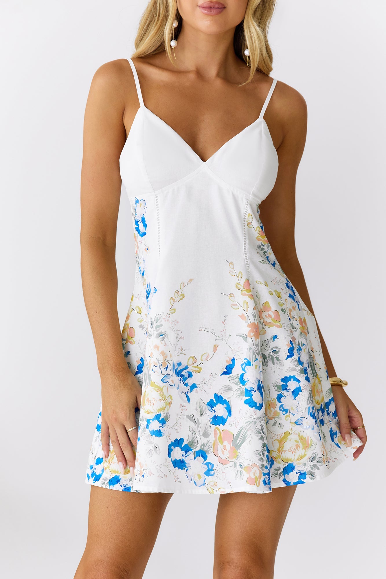 Wishing On Blooms Mini Dress White