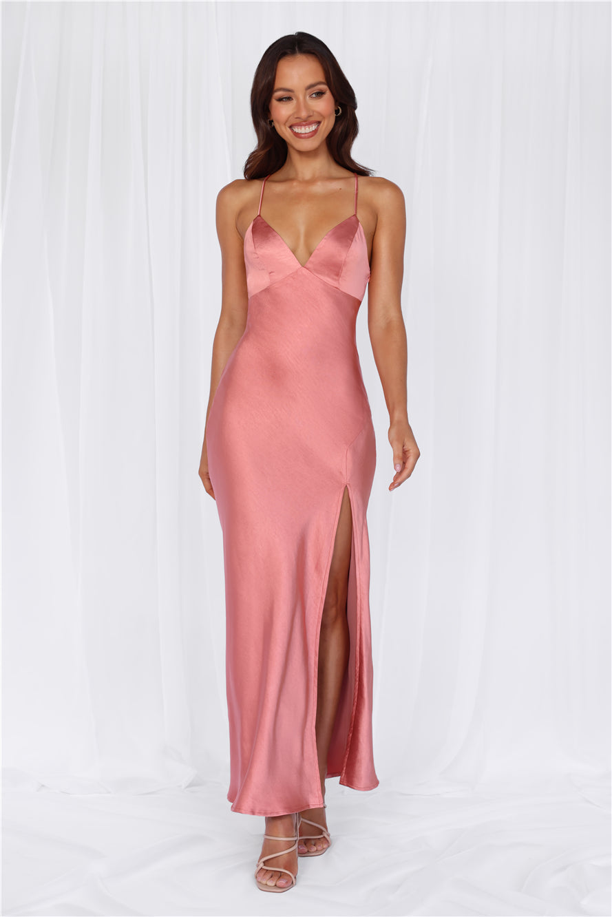 The Sophia Satin Maxi Dress Rose
