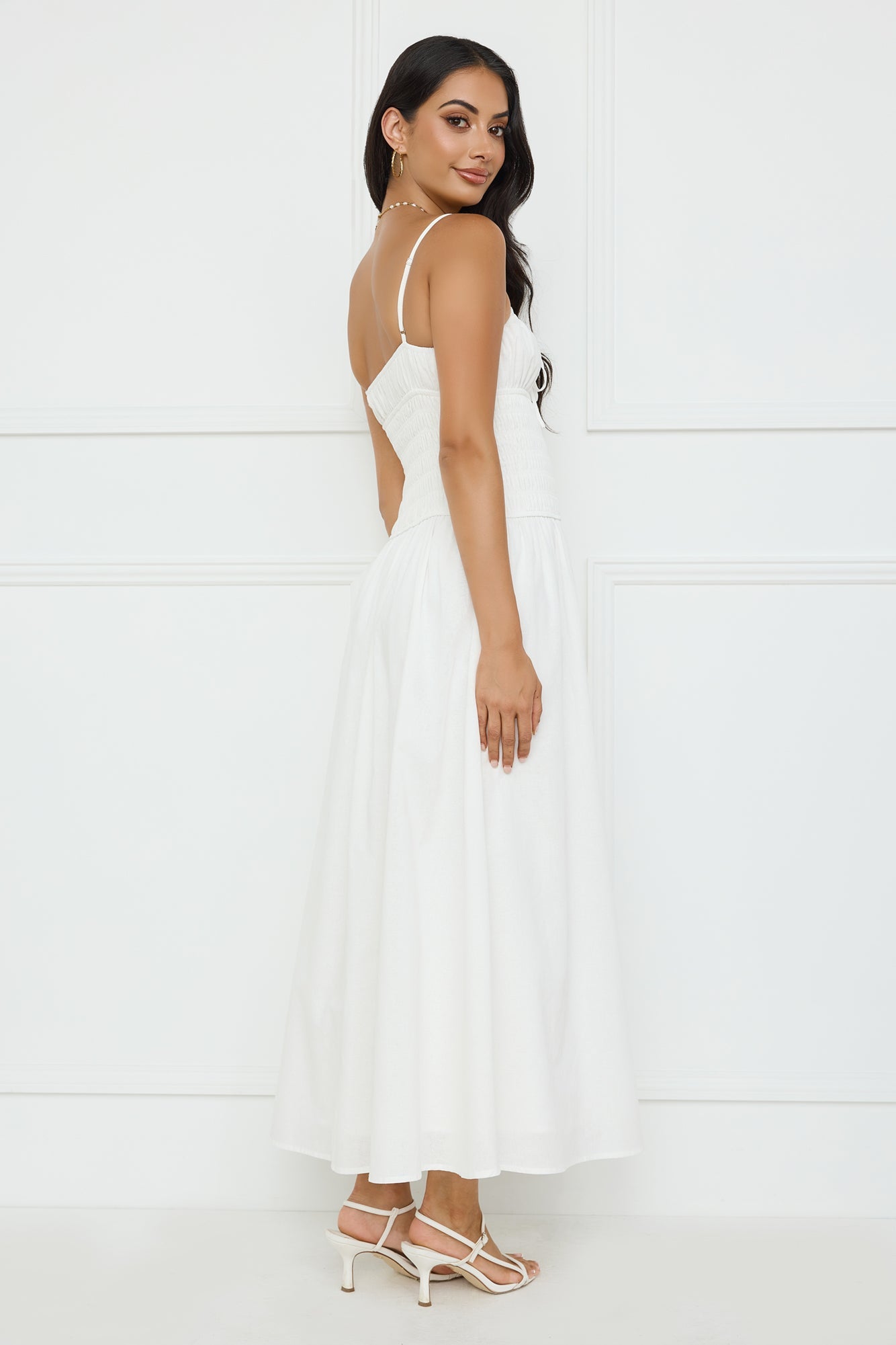 Starfall Garden Linen Blend Maxi Dress White