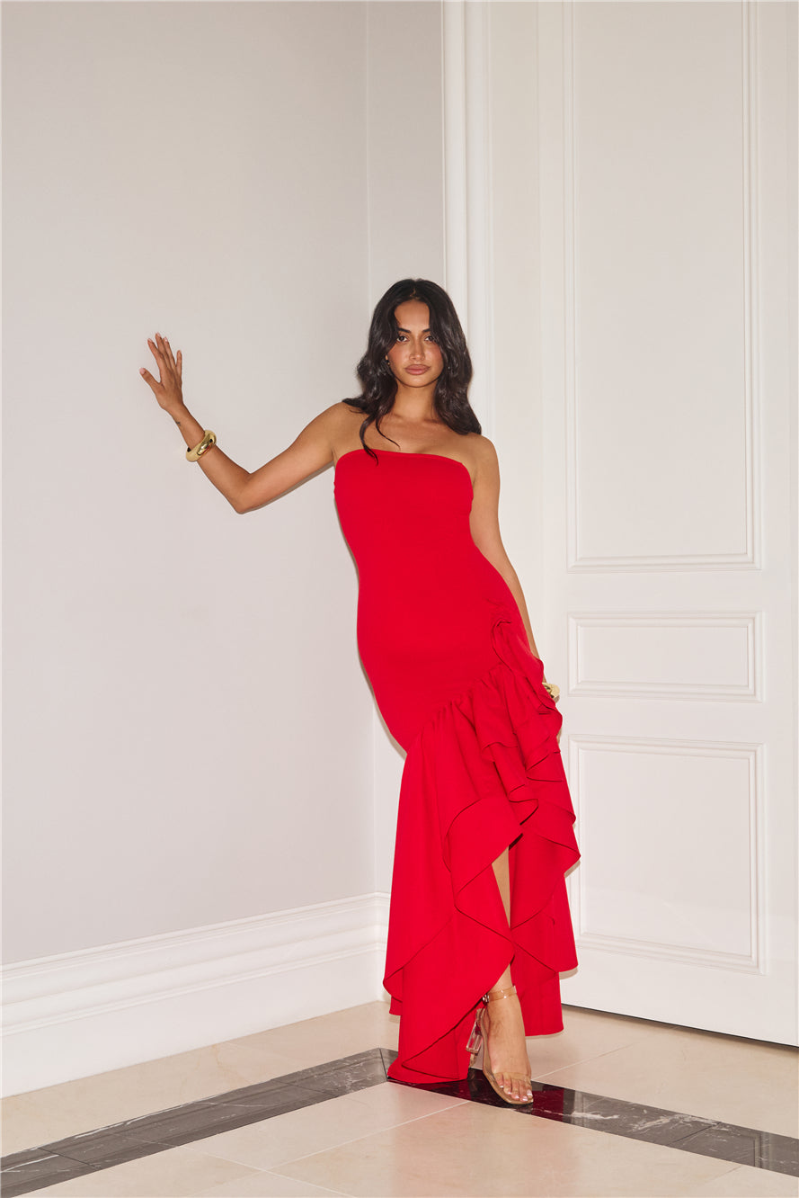 Extravagant Events Strapless Maxi Dress Red