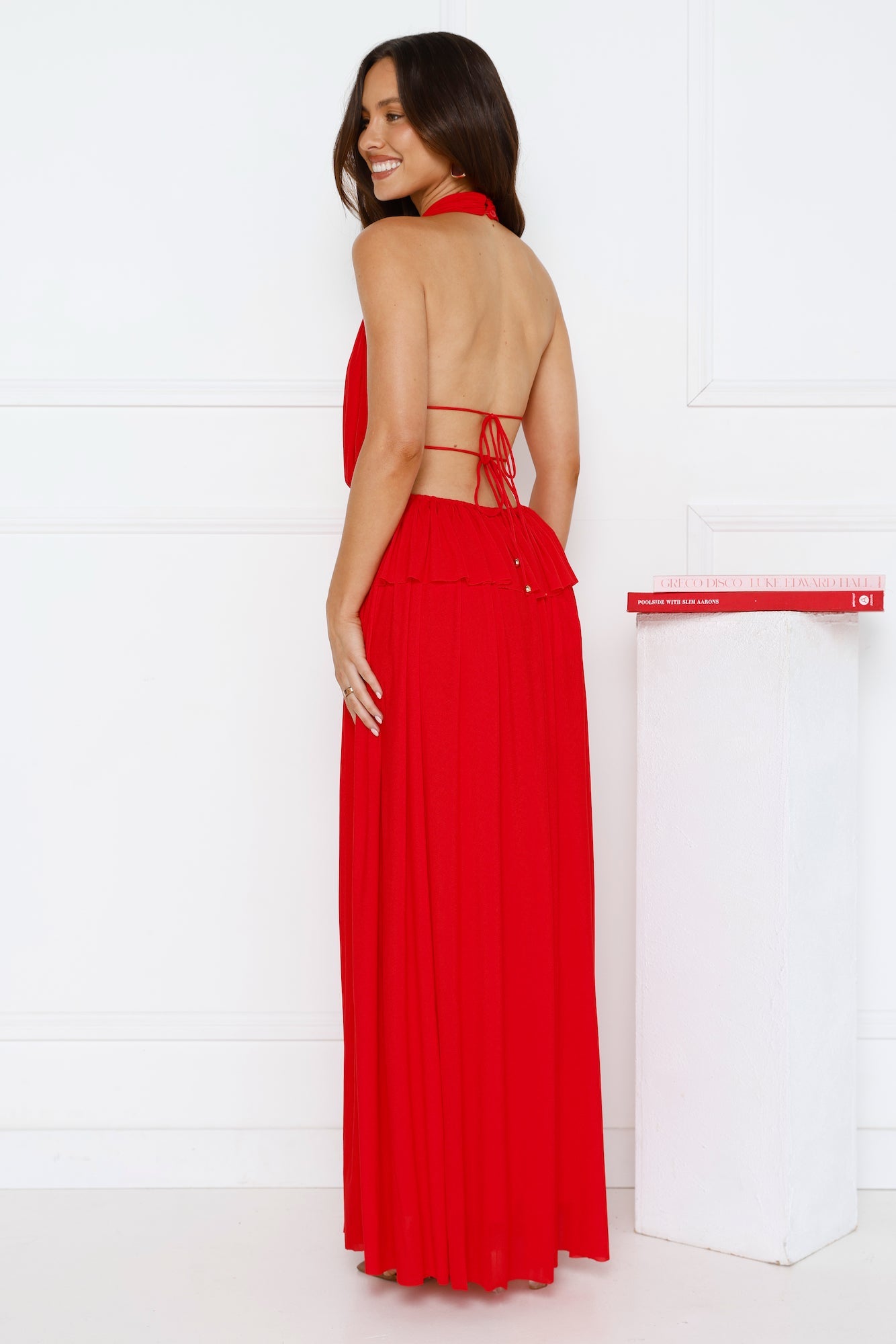 Love From Rosalie Halter Maxi Dress Red