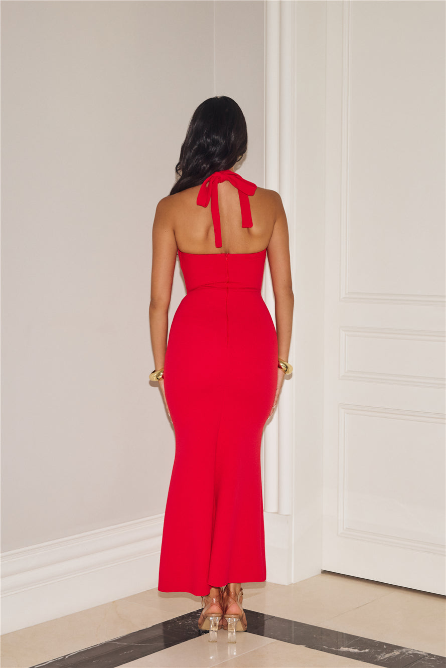 Flickers Of Fantasy Halter Maxi Dress Red