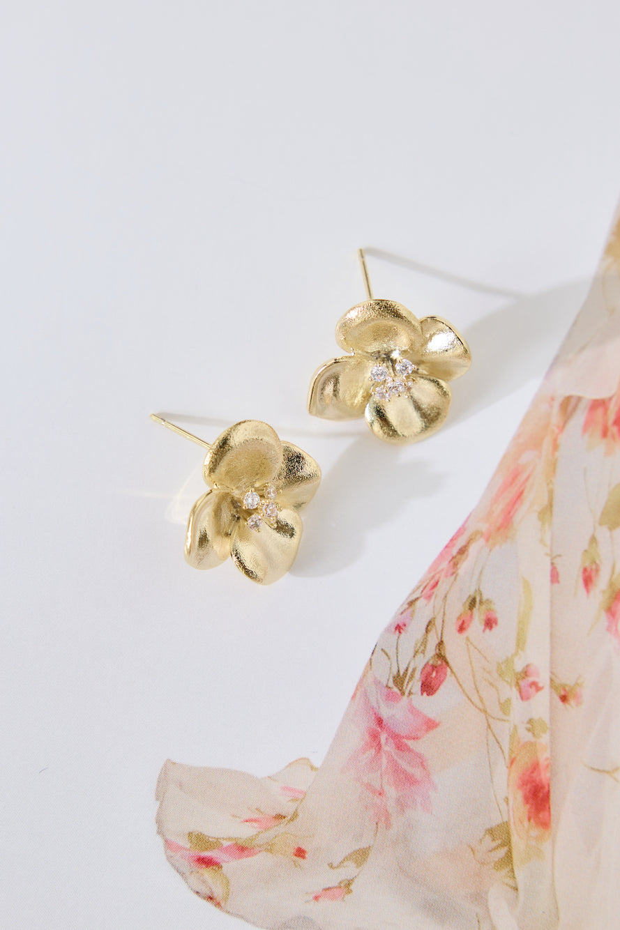 18k Gold Plated Talia Flower Earrings Gold
