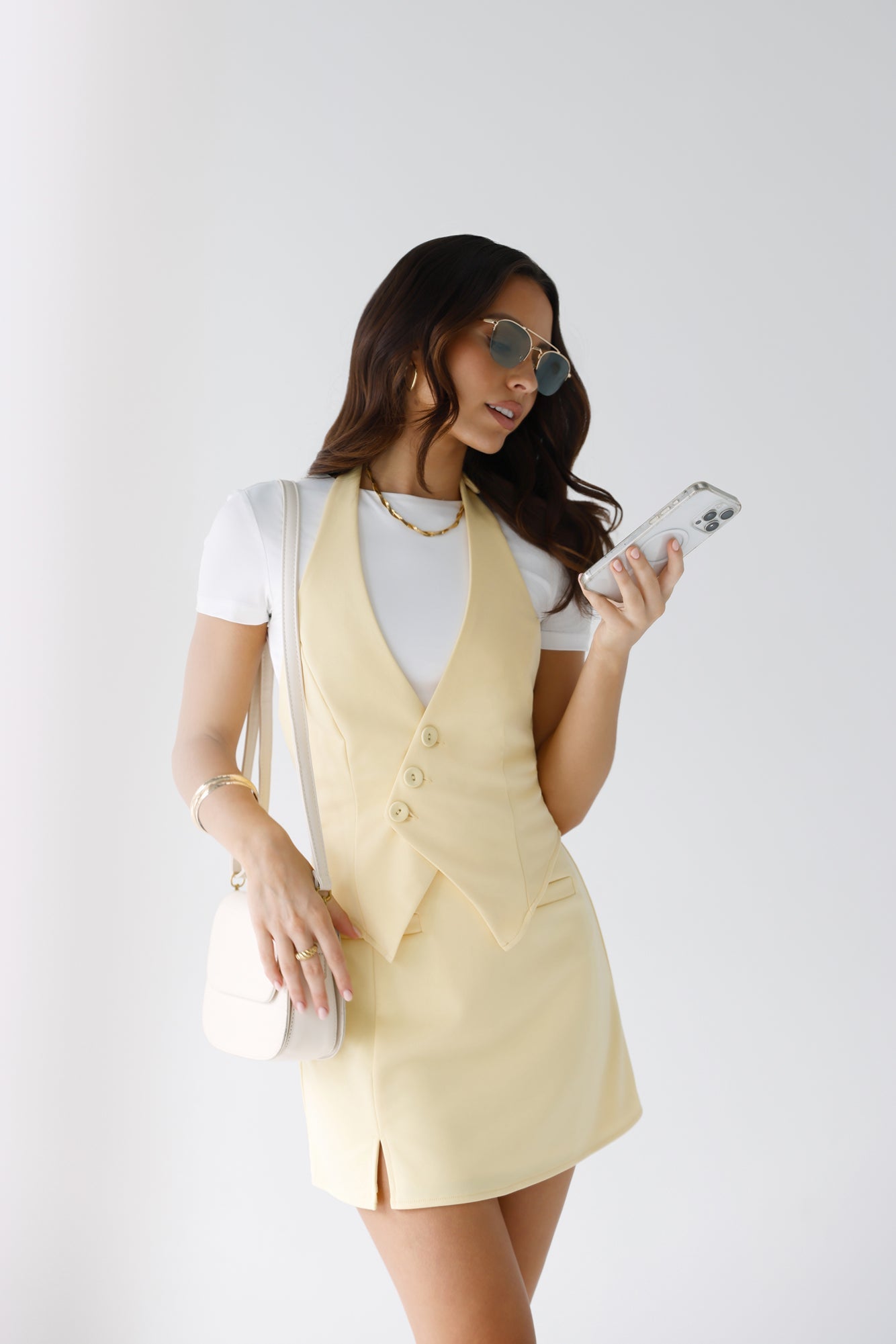City Sunsets Halter Vest Top Yellow