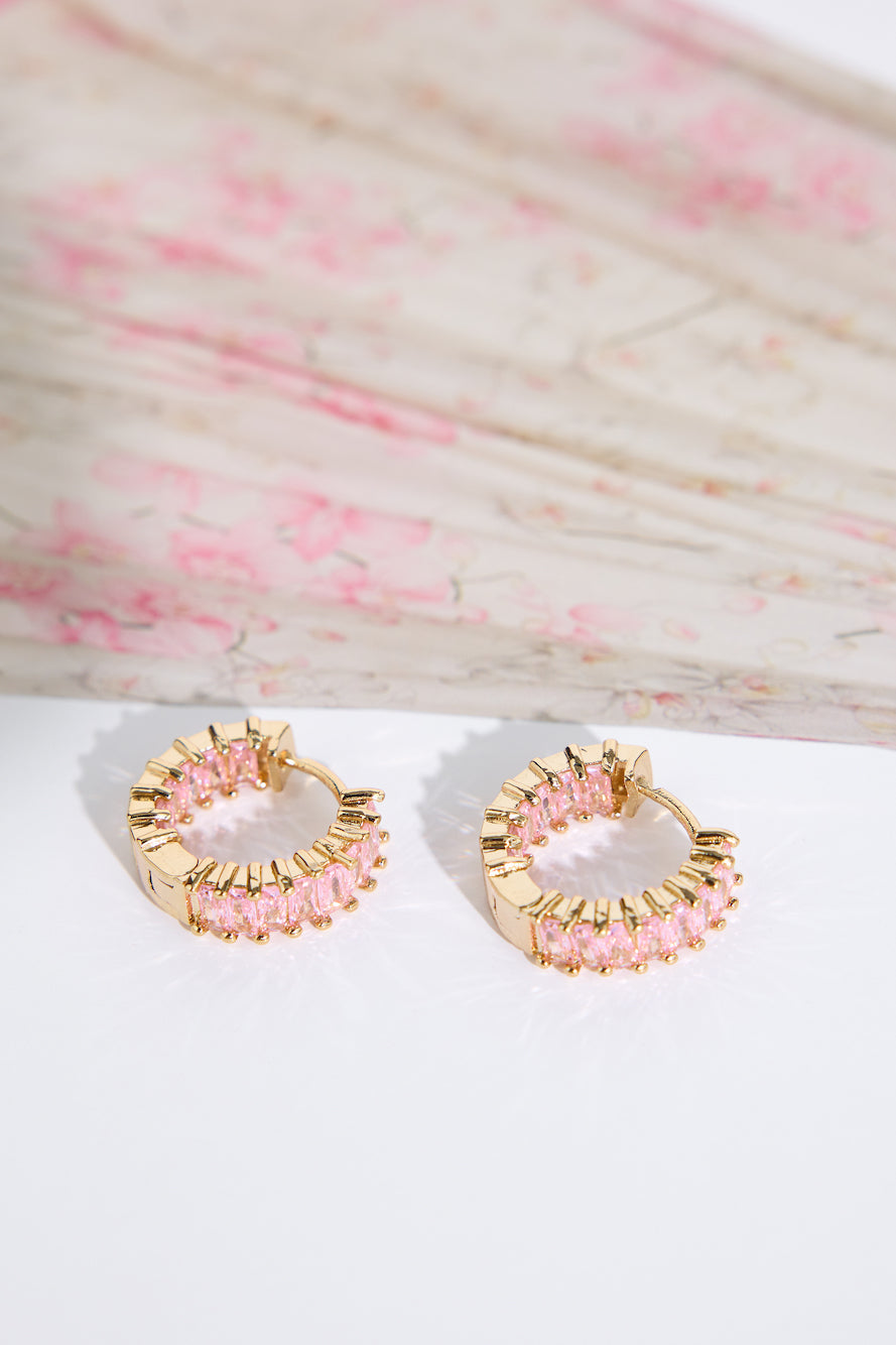 18k Gold Plated Rose Gems Earrings Gold
