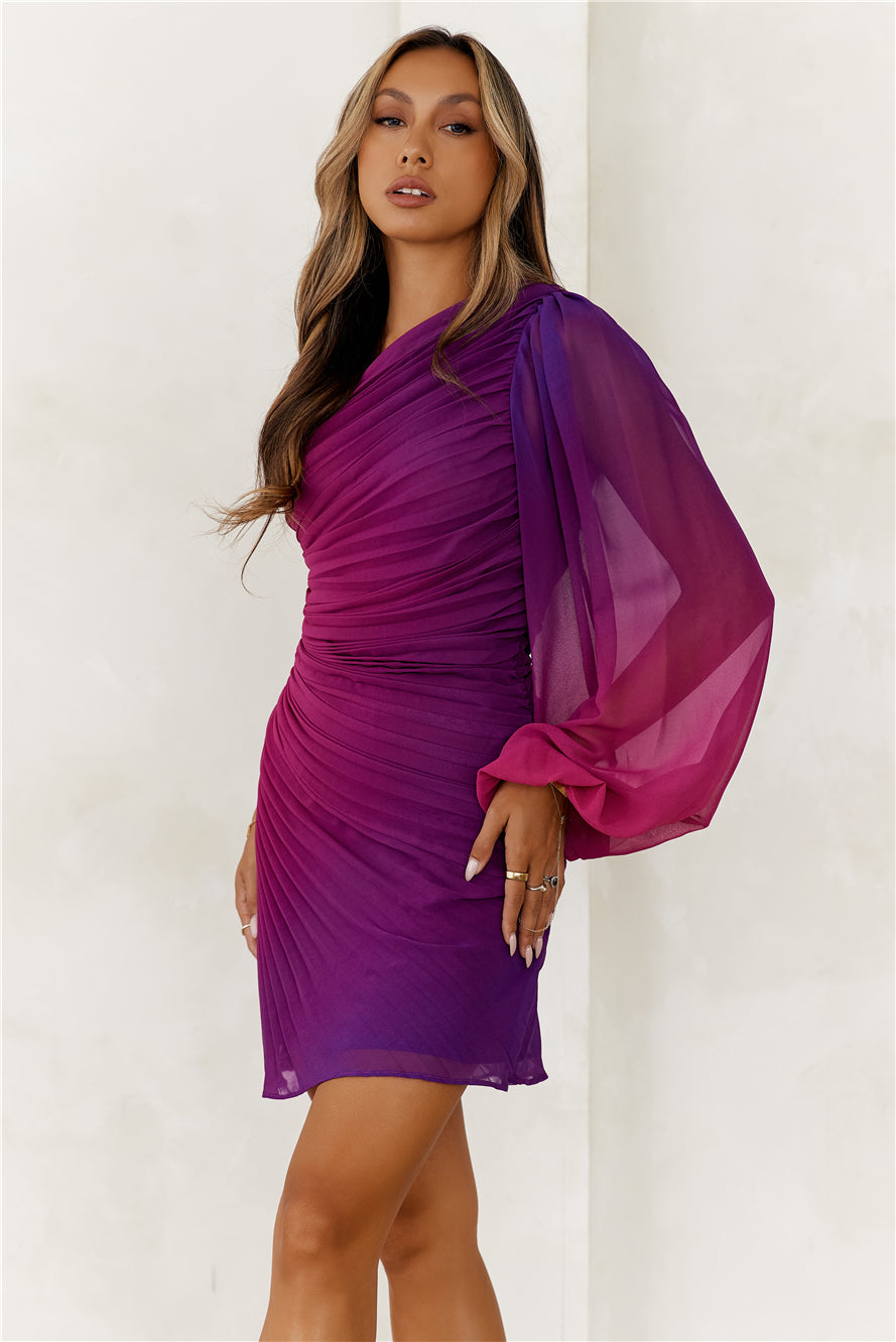Twilight Tango One Shoulder Mini Dress Purple
