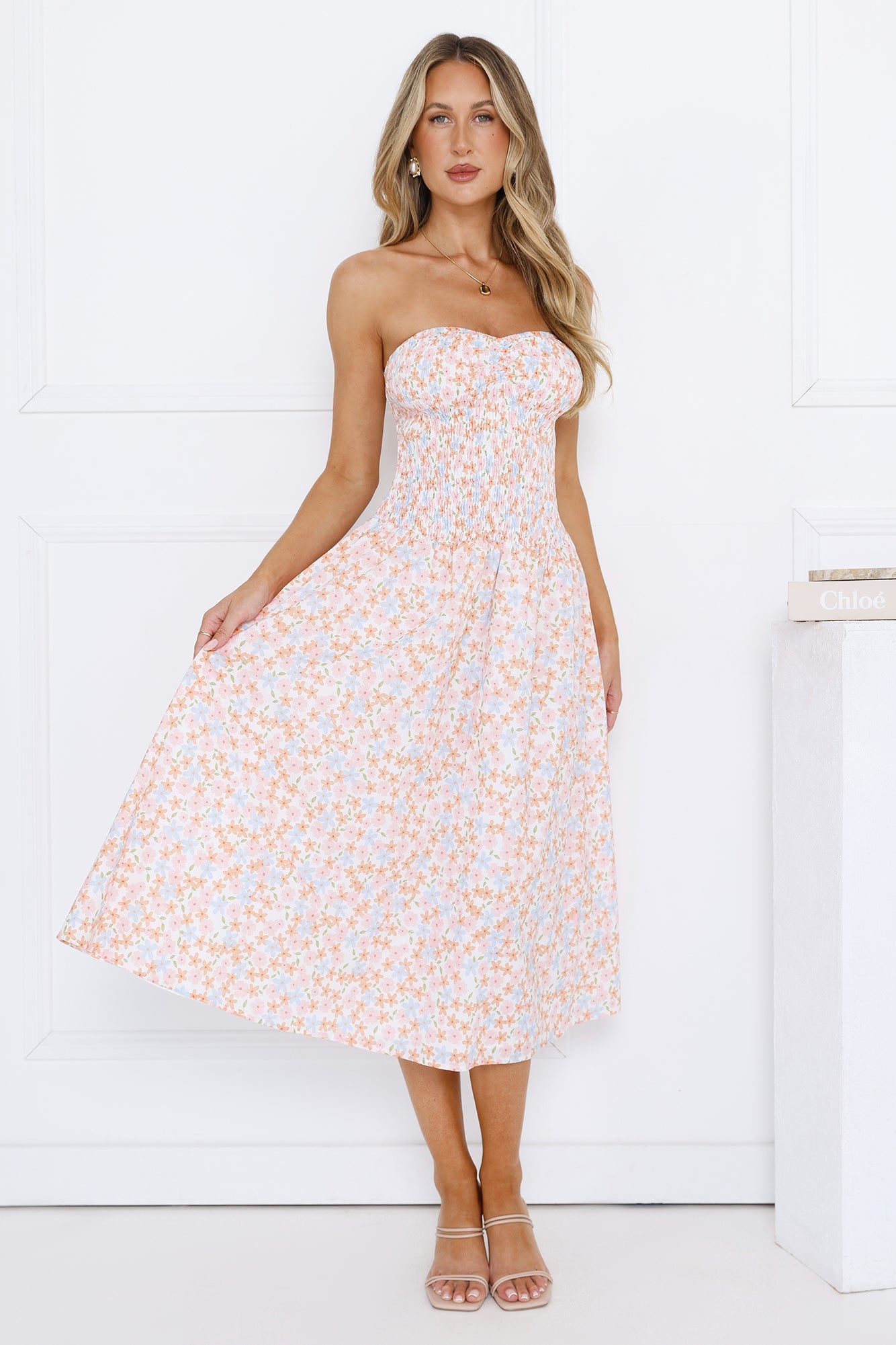 Summer Pop Strapless Midi Dress Pink