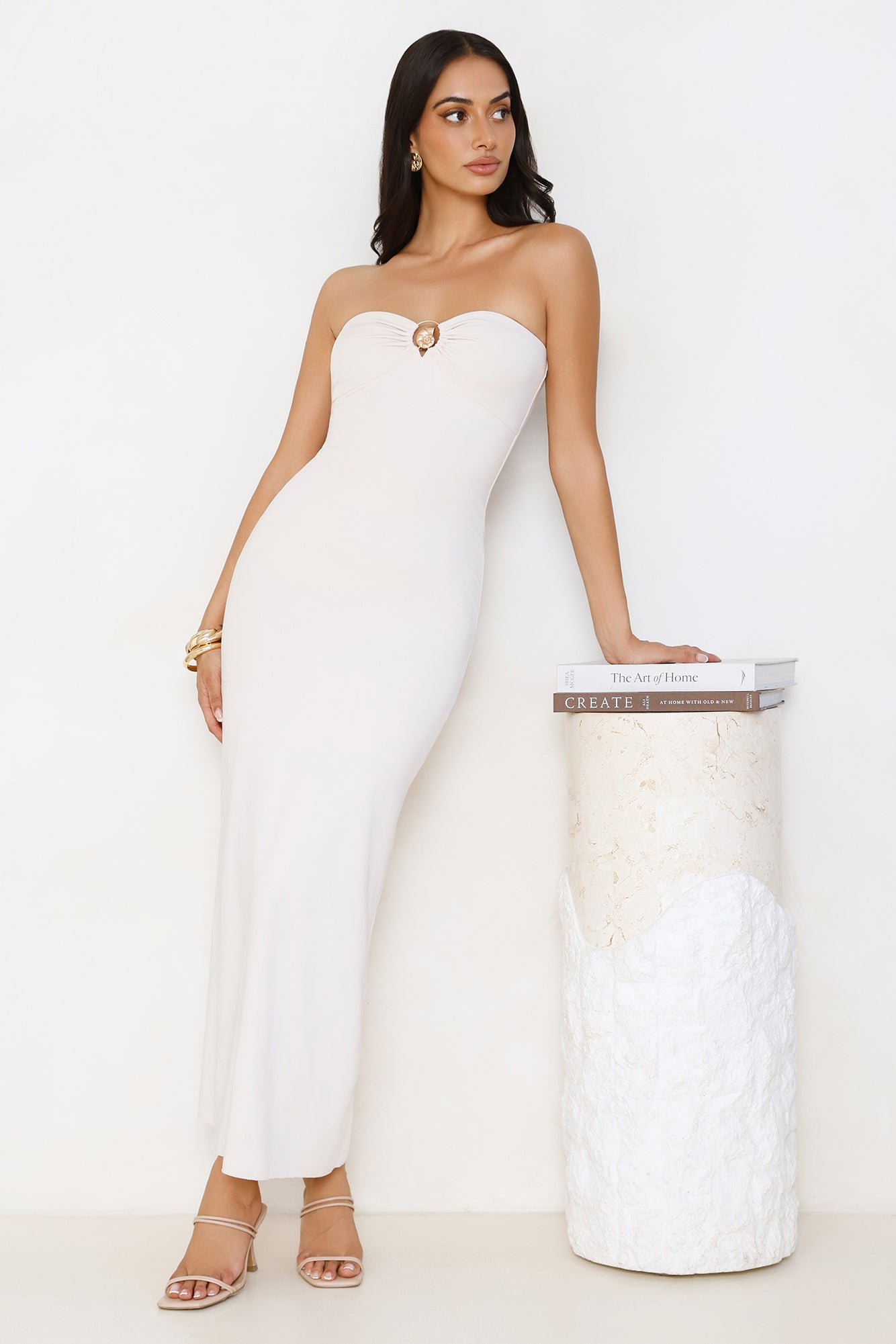 Simple Sunshine Strapless Maxi Dress Beige