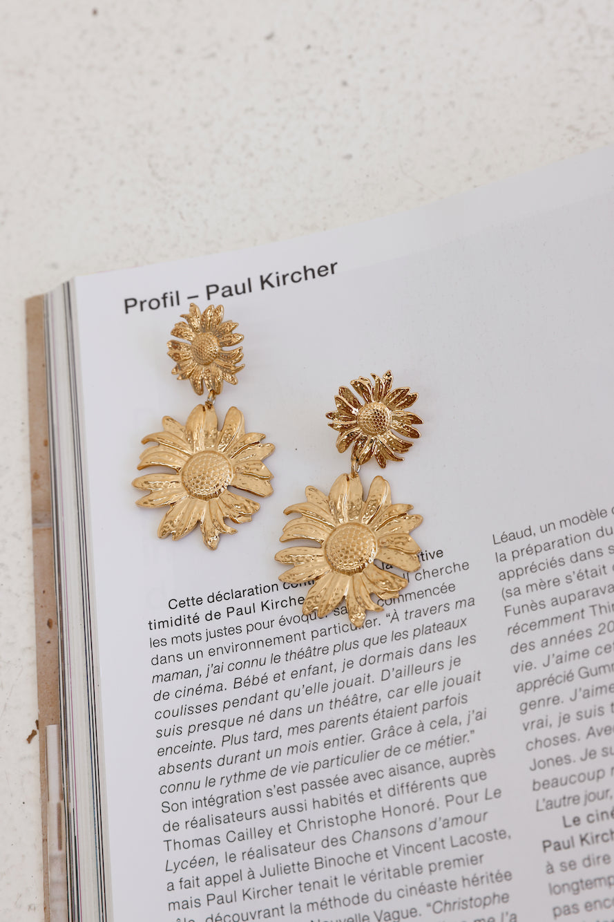 18k Gold Plated Sunflower Haven Earrings Gold