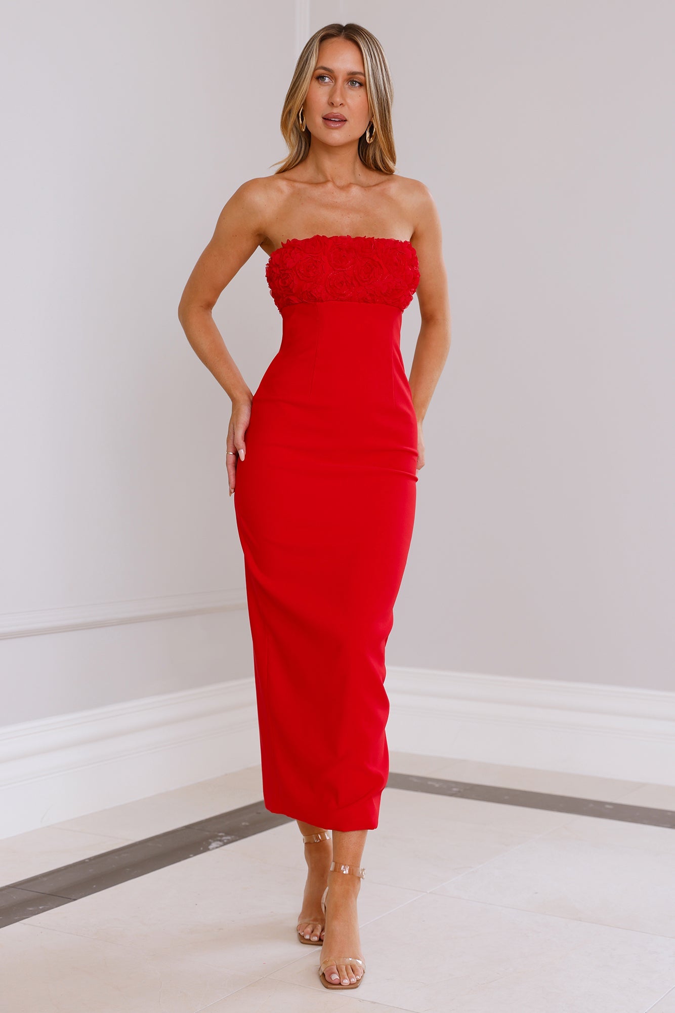 Lottie Midi Dress Red