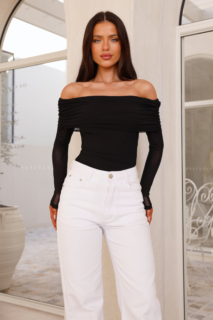 Ch��rie Off Shoulder Mesh Bodysuit Black