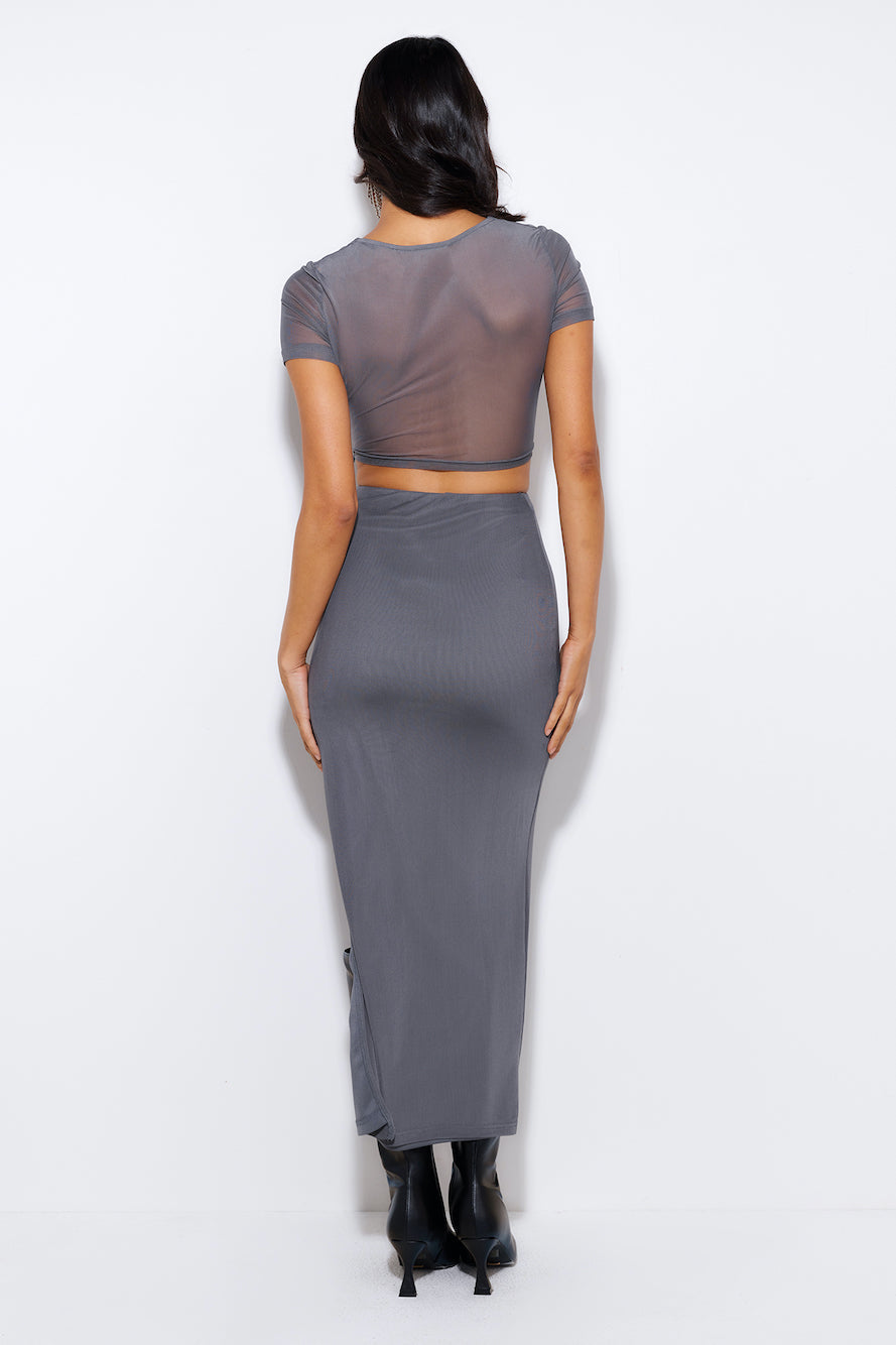Energy For You Mesh Maxi Skirt Grey