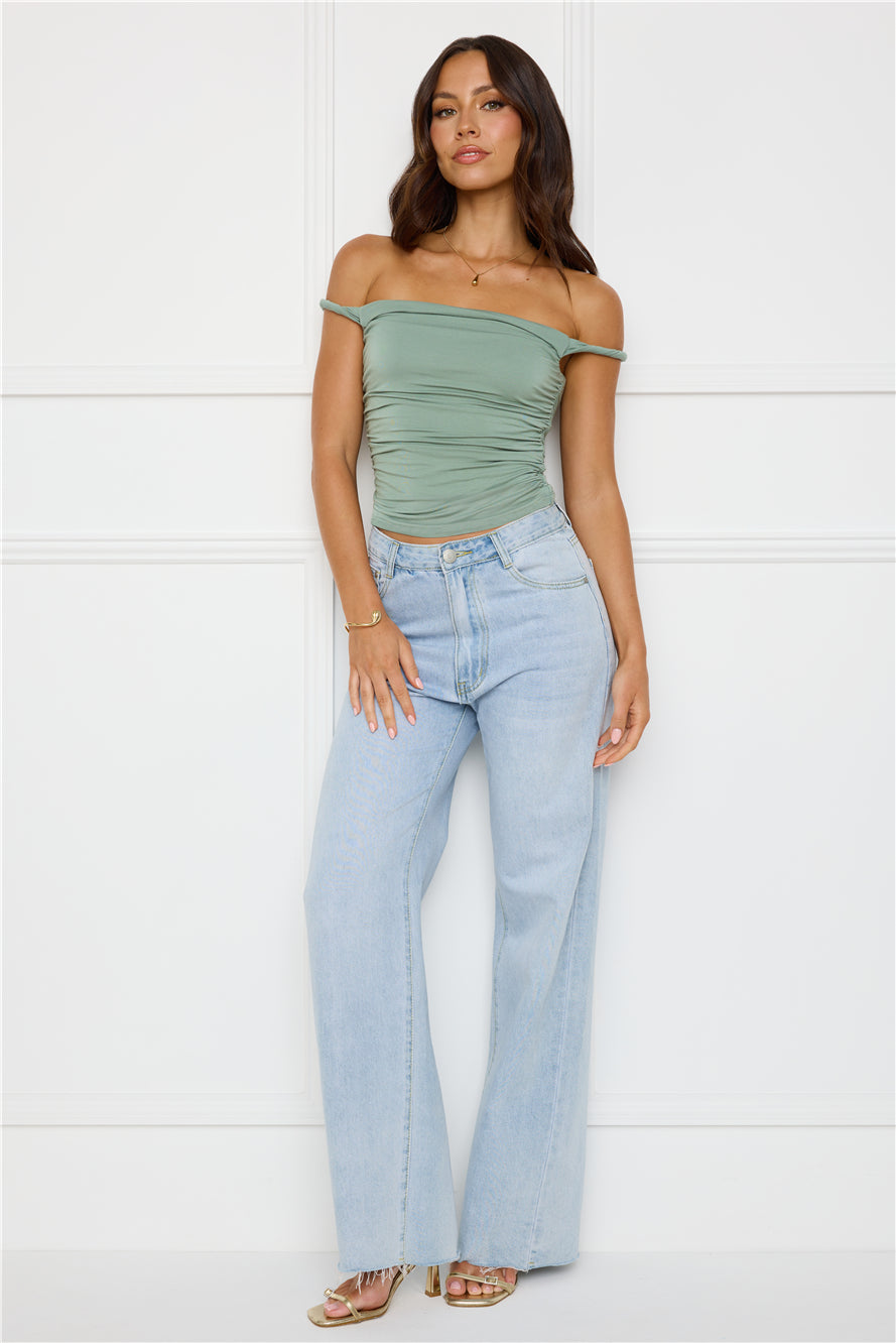 Key Piece Off Shoulder Top Sage
