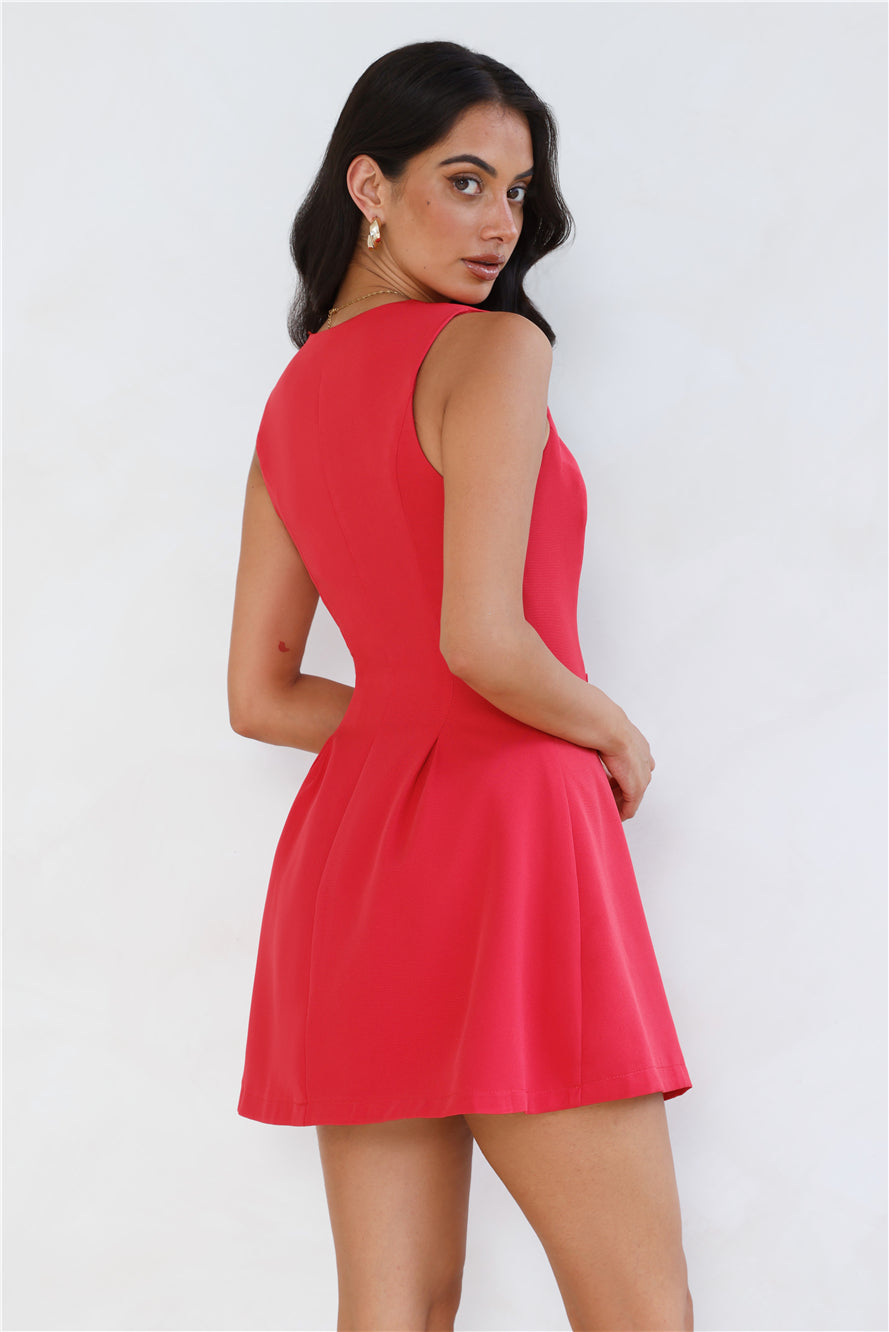 Office Chic Tailored Mini Dress Red