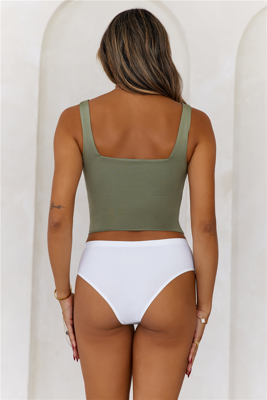 BASE One And Only Singlet Crop Top Khaki