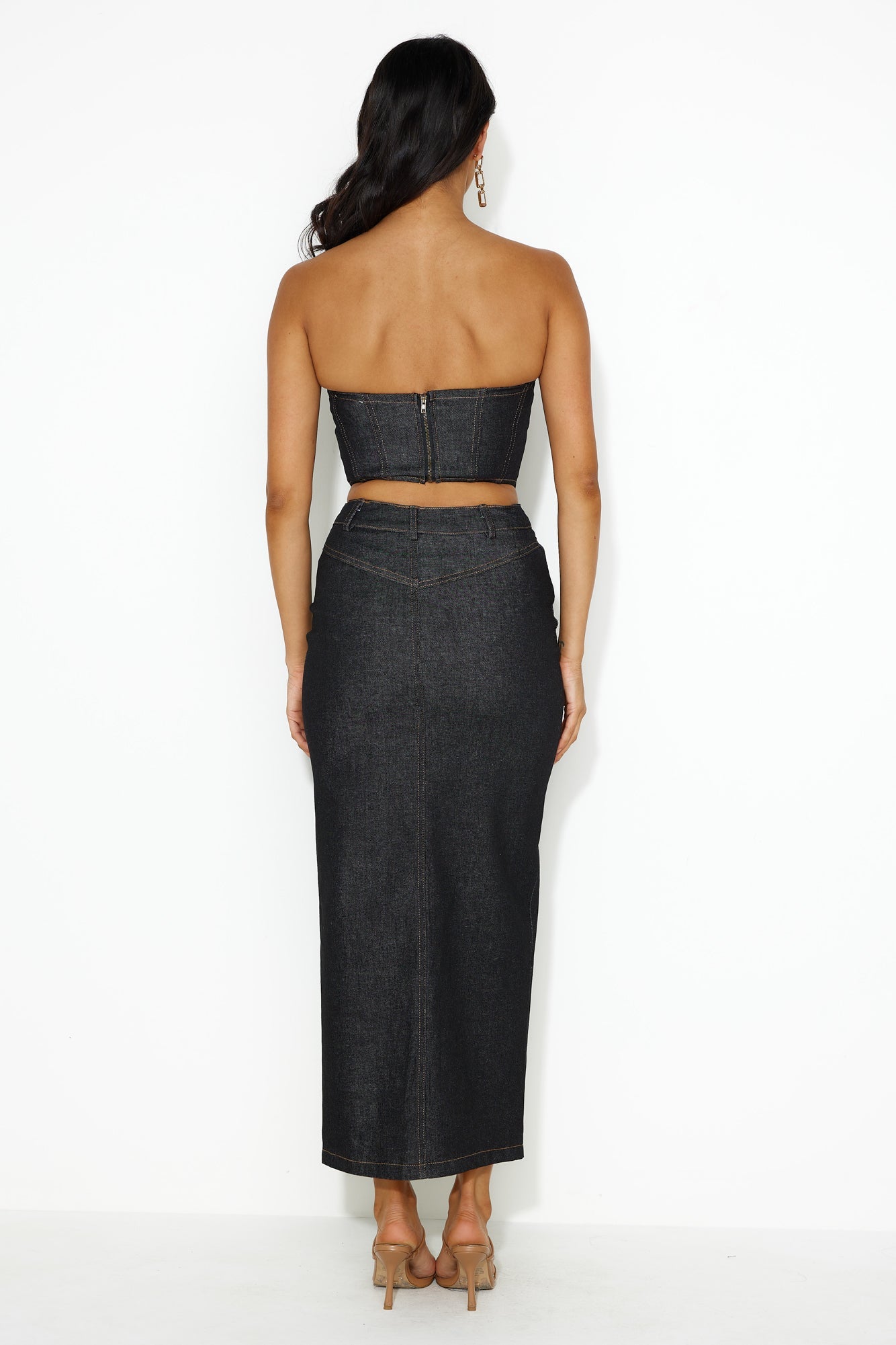 Always The Trendsetter Denim Crop Top Black